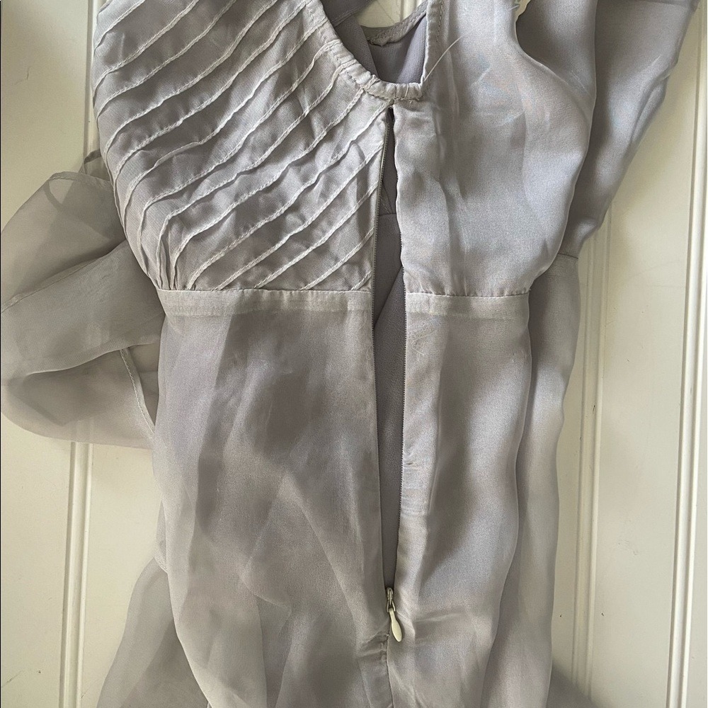 Dahiny Jr Size S Silver Sheer Gray dress 10" side zipper new w/tags hand wash - Picture 5 of 5